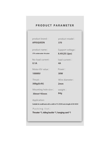 Propulsor Submarino ApisQueen BM70 8.4V 22W IP68 CCW