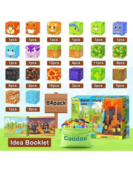 Bloques Magnéticos Coodoo 84PCS Aventura de Dinosaurios