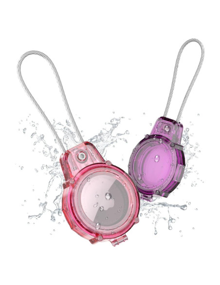 Soporte Antirrobo para AirTag BIQIRE - 2 Piezas Rosa y Morado