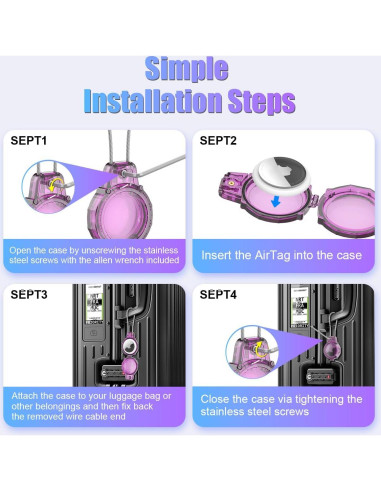 Soporte Antirrobo para AirTag BIQIRE - 2 Piezas Rosa y Morado