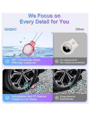 Soporte Antirrobo para AirTag BIQIRE - 2 Piezas Rosa y Morado