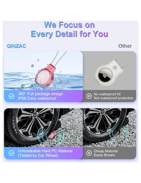 Soporte Antirrobo para AirTag BIQIRE - 2 Piezas Rosa y Morado