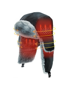 Gorro Trapper Calentado Eléctrico para Invierno - Negro