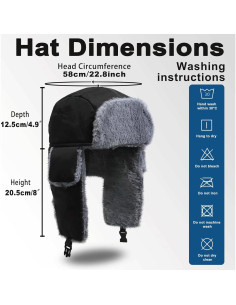 Gorro Trapper Calentado Eléctrico para Invierno - Negro 2