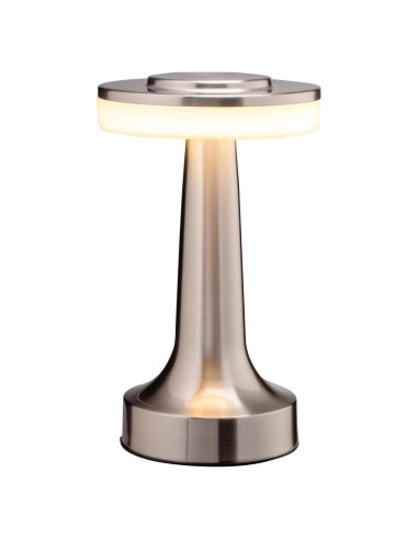 Lámpara de Mesa LED O'Bright Plata Portátil con Sensor Táctil