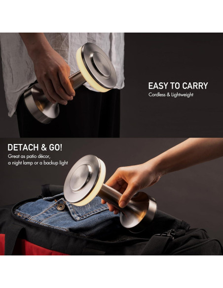 Lámpara de Mesa LED O'Bright Plata Portátil con Sensor Táctil