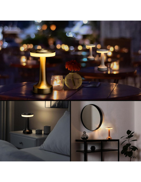 Lámpara de Mesa LED O'Bright Plata Portátil con Sensor Táctil