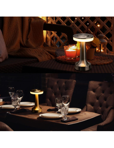 Lámpara de Mesa LED O'Bright Plata Portátil con Sensor Táctil