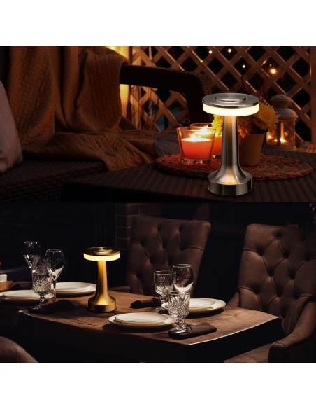 Lámpara de Mesa LED O'Bright Plata Portátil con Sensor Táctil