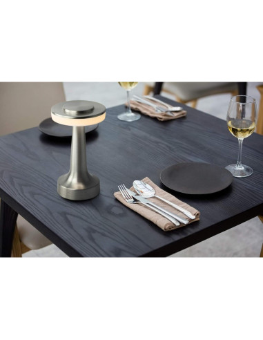 Lámpara de Mesa LED O'Bright Plata Portátil con Sensor Táctil