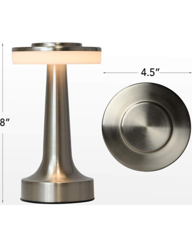 Lámpara de Mesa LED O'Bright Plata Portátil con Sensor Táctil