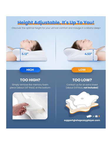 Almohada Enfriadora Cozyplayer R2 Cervical Ajustable 1.2kg