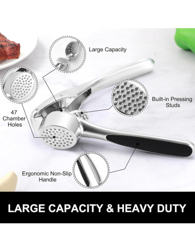 Prensa de Ajo CUNSENR con Pelador y Cepillo - Apto Lavavajillas