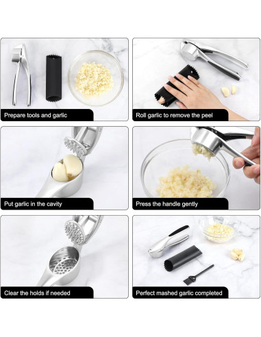 Prensa de Ajo CUNSENR con Pelador y Cepillo - Apto Lavavajillas
