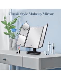 Espejo de Maquillaje HUONUL Iluminado 2X 3X 10X Negro 2