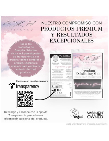 Mitón Exfoliante Premium Seraphic Skincare 1pc Viscosa Vegana