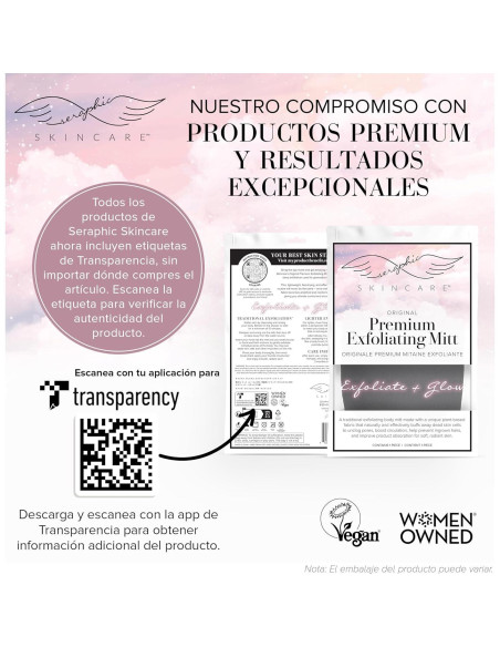 Mitón Exfoliante Premium Seraphic Skincare 1pc Viscosa Vegana