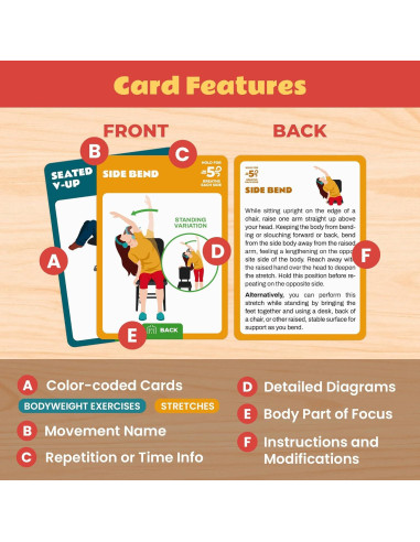 75 Tarjetas de Ejercicio Zinsk - Rutinas de Peso Corporal y Estiramientos