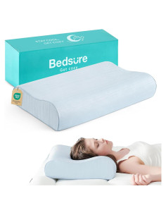 Cojín Cervical Bedsure Enfriador Espuma de Memoria Reina Azul