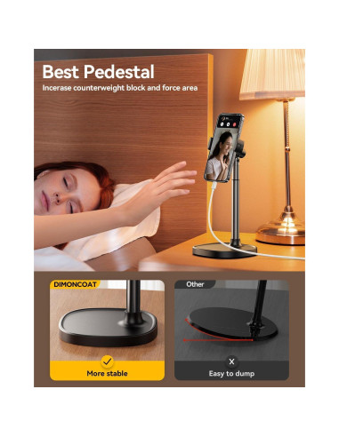 Soporte para teléfono DIMONCOAT ajustable negro con base pesada