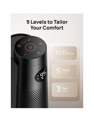 Calentador Eléctrico Dreo 30" Oscilante 120 Control Remoto