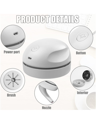 Aspiradora de Escritorio Prowithlin USB Mini Portátil Gris