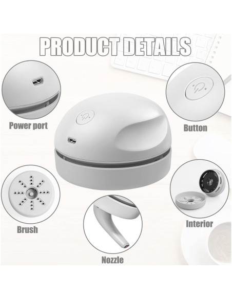 Aspiradora de Escritorio Prowithlin USB Mini Portátil Gris