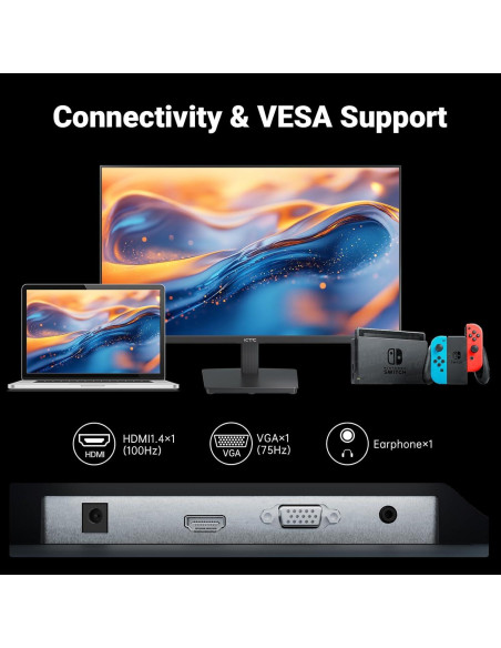 Monitor KTC FHD 24" 100Hz VA HDMI VGA Cuidado Ocular