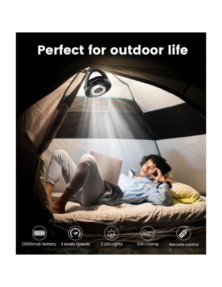 Ventilador Clip Korbot 20 cm Recargable 12000mAh 3 Velocidades