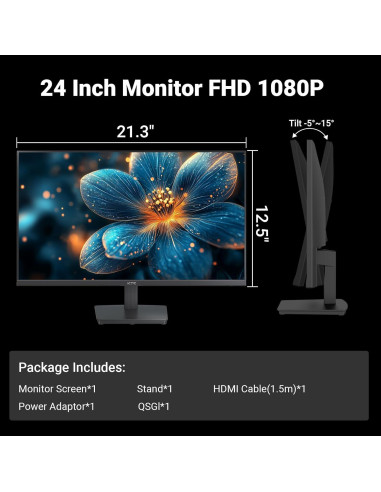 Monitor KTC FHD 24" 100Hz VA HDMI VGA Cuidado Ocular