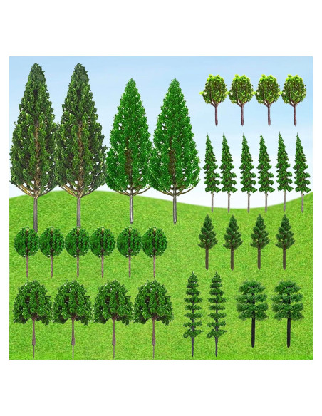 32 Árboles Modelo Mezclados SONICEBUY para Diorama Verde