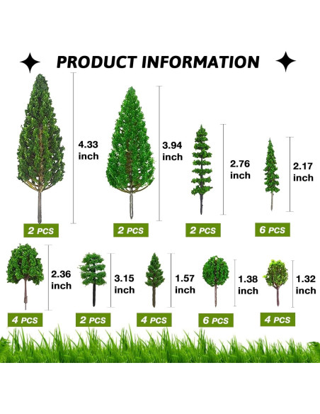 32 Árboles Modelo Mezclados SONICEBUY para Diorama Verde