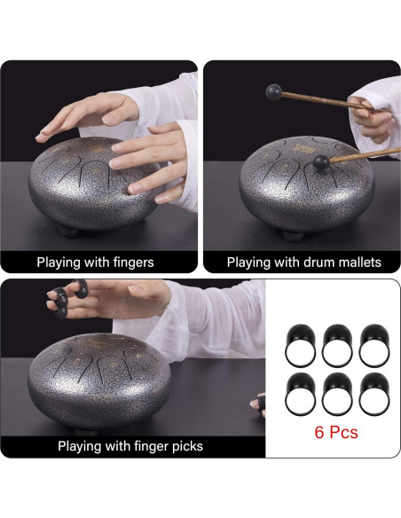 Tambor de Lengua de Acero AKLOT 15 cm 8 Notas Clave C con Accesorios