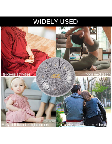 Tambor de Lengua de Acero AKLOT 15 cm 8 Notas Clave C con Accesorios