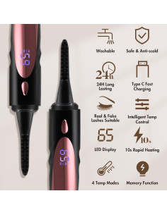 Rizador de Pestañas Eléctrico Embagol Negro 4 Modos Calentamiento Rápido 2