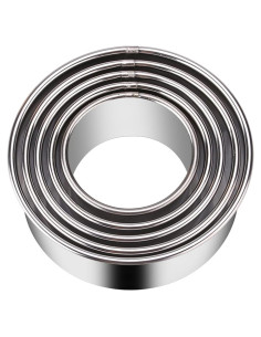 Juego de 5 Cortadores de Galletas Redondos KSPOWWIN Acero Inoxidable