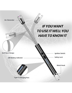 Encendedor Eléctrico Recargable Jamestry 2 PCS Sin Llama 360 2