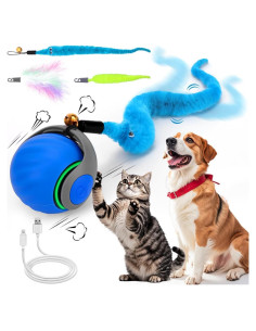 Juguete Interactivo para Gatos Mity Rain, Bola Autopropulsada Azul