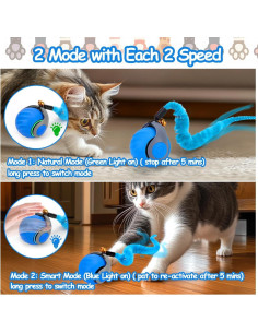 Juguete Interactivo para Gatos Mity Rain, Bola Autopropulsada Azul 2