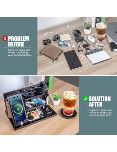 Estación de Acoplamiento de Madera Negra Parkway Home - Organizador Multifuncional 2