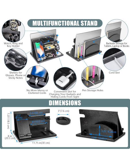 Estación de Acoplamiento de Madera Negra Parkway Home - Organizador Multifuncional Estación de Acoplamiento de Madera Negra Parkway Home - Organizador Multifuncional