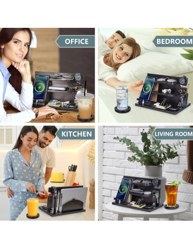 Estación de Acoplamiento de Madera Negra Parkway Home - Organizador Multifuncional