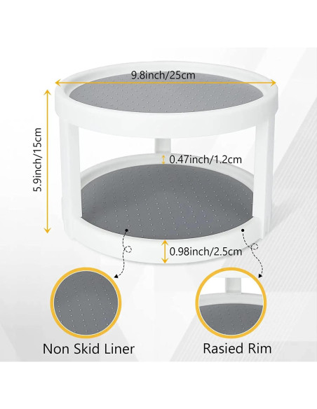 Organizador Giratorio de 2 Niveles Kozloskyi 25cm Antideslizante Organizador Giratorio de 2 Niveles Kozloskyi 25cm Antideslizante