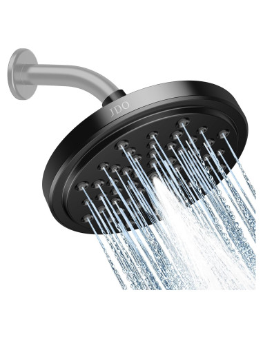 Cabezal de Ducha JDO Alta Presión 17.78 cm Negro Mate