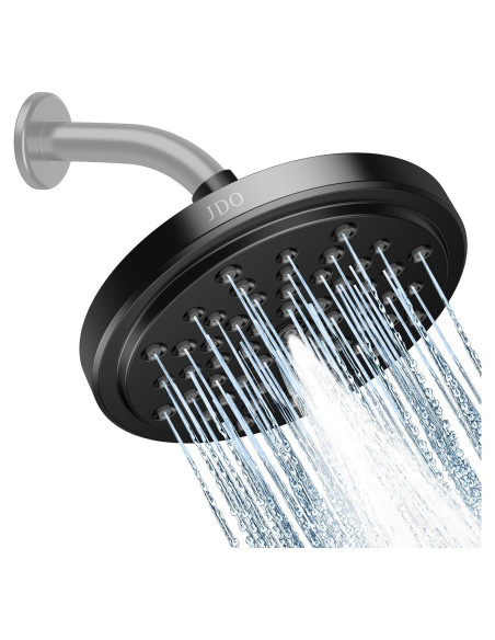 Cabezal de Ducha JDO Alta Presión 17.78 cm Negro Mate
