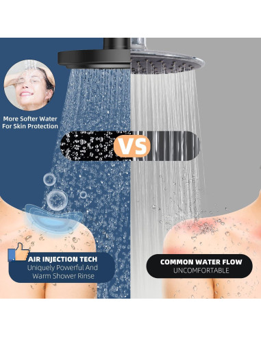 Cabezal de Ducha JDO Alta Presión 17.78 cm Negro Mate