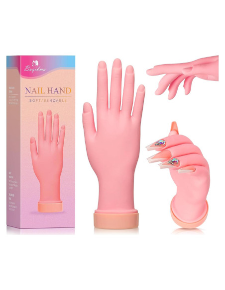 Mano de Práctica de Uñas Buqikma Flexible 22.5cm Reutilizable