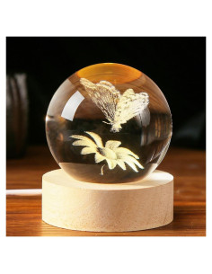 Bola de Cristal 3D IFOLAINA con Base LED Multicolor 6 cm