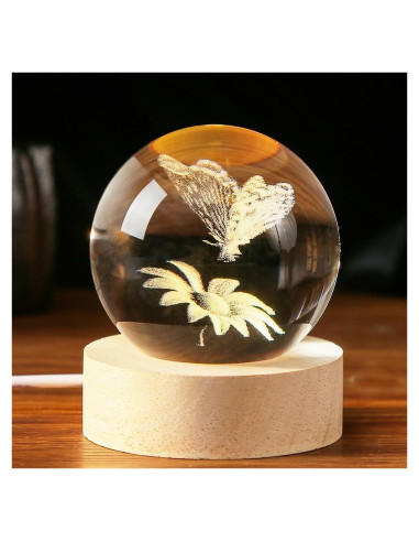 Bola de Cristal 3D IFOLAINA con Base LED Multicolor 6 cm