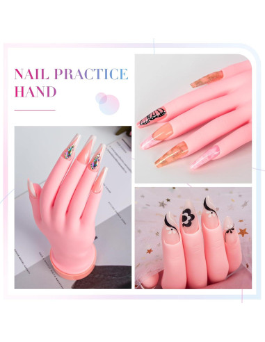 Mano de Práctica de Uñas Buqikma Flexible 22.5cm Reutilizable